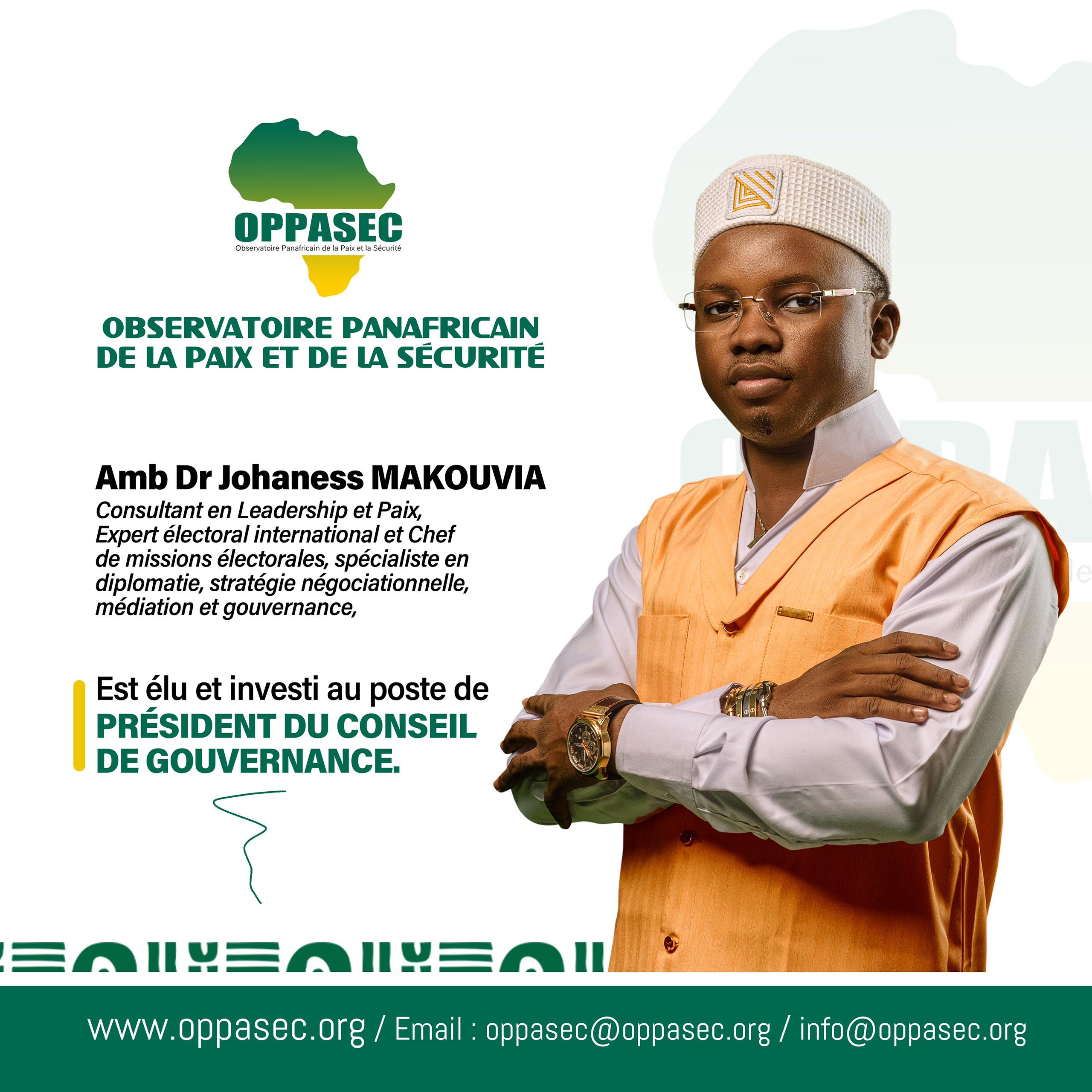 Paix et Sécurité en Afrique : le Togolais Amb Dr Johaness MAKOUVIA élu Président du Conseil de Gouvernance de l’OPPASEC.